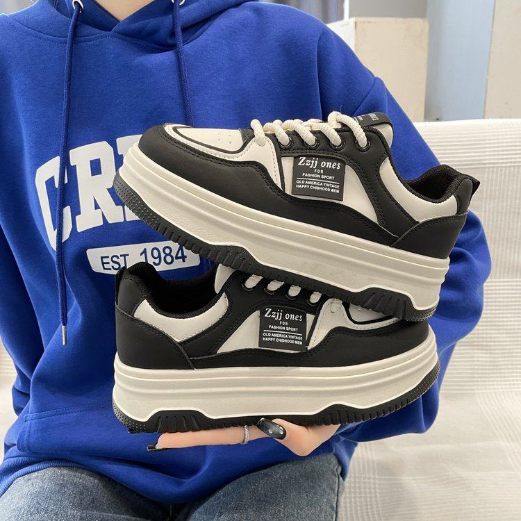 Корейские и американские черно-белые кроссовки с пандой; новинка 2025 года; женская осенняя универсальная обувь знаменитостей; повседневная спортивная обувь на толстой подошве