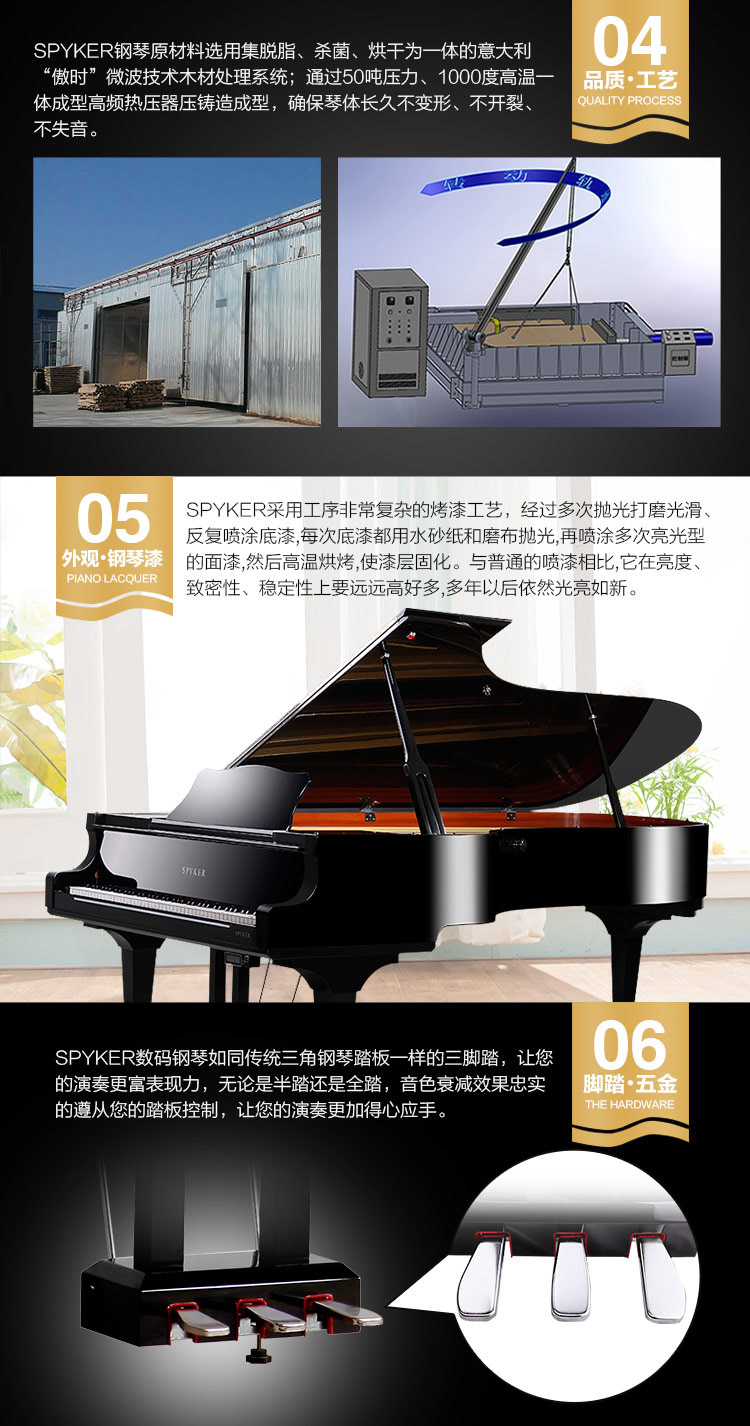 SPYKER British Spyker Hiệu suất cao grand piano 268 tam giác sang trọng cao quý đàn piano điện yamaha