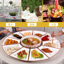  Net celebrity creative platter Reunion family round table dinner plate Ceramic dishes tableware set plate dish plate Household fan