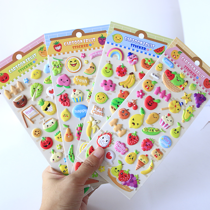 Fruit Vegetables Children Small Patch Stickers Kindergarten for Puzzle Solid 3D Bubble patch with small adhesive drawing Sticky Drawing Paper
