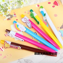 Korean cartoon stationery color press type telescopic simple ballpoint pen Childrens Fun cute writing pen
