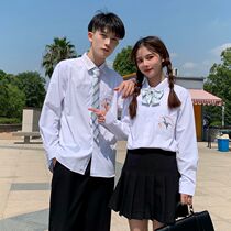 DK uniform mens genuine embroidered JK shirt a set of trend students long sleeve pure ピ ュ ア ア White inch clothes couple