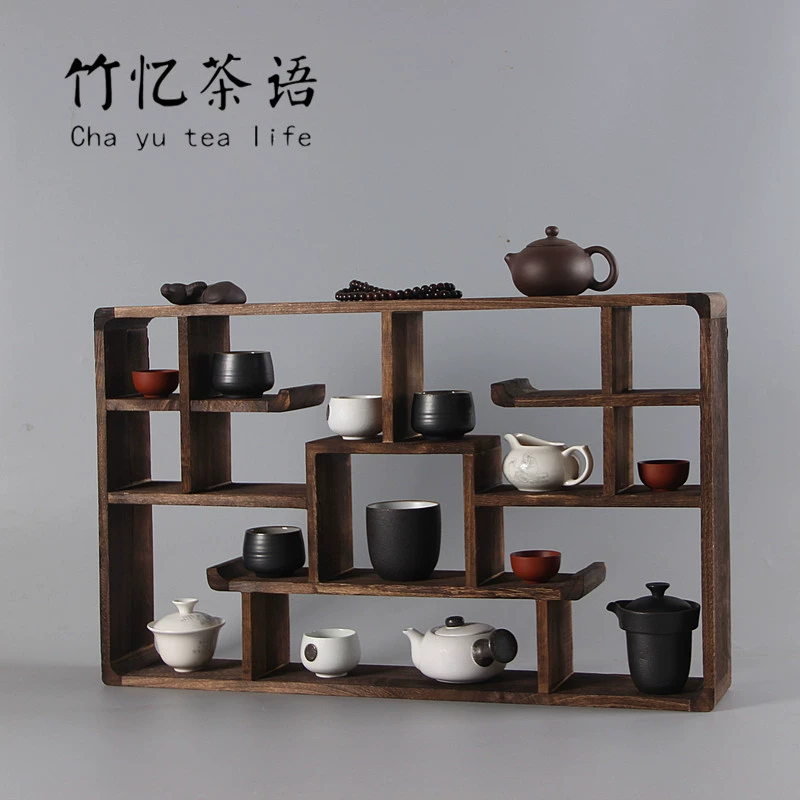 Teacup rack treo tường Kung Fu bộ tủ lưu trữ tủ ấm trà Nhật Bản quầy quầy Bao Baobo kệ rack - Trà sứ bình pha trà lock&lock