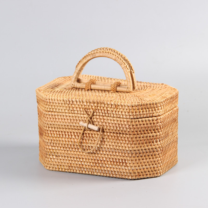 Vietnamese Rattan Tea Set Containing Box Tea Point Case Travel Tea Set Basket Tea Lane scents portable lifting basket tea containing box