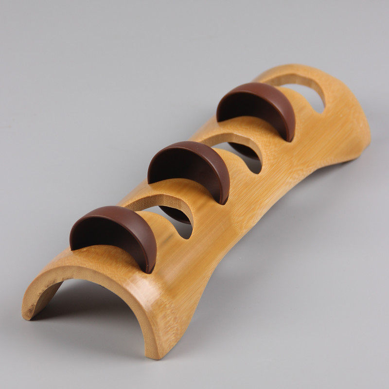 Single-layer one-piece teacup cup holder natural solid wood Mengzong bamboo-made accessories Gongfu tea accessories Tea Road accessories