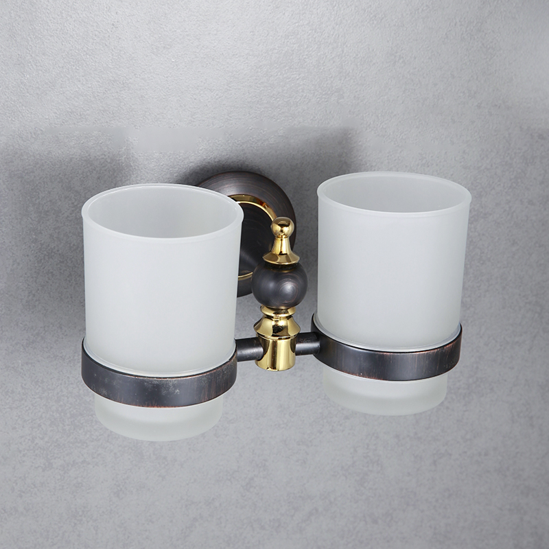 Perforated Bathroom Toothbrush Cup Holder Toiletries Cup double-cup rack Makeup Room Toiletries Shelve Supplies Shelf Wall-mounted