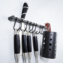 Black 12mm kitchen hanging rod 304 stainless steel punch-free bracket hook painted wall-mounted storage rack