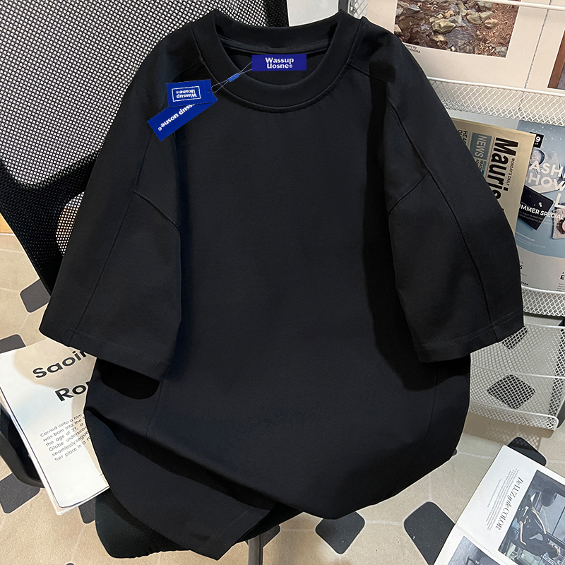 Wassup American Retro Black Short-Sleeved T-Shirt for Men, New Summer Style, Loose Oversize Trendy Brand Couple Tops Wassup American Retro Black Short-Sleeved T-Shirt for Men, New Summer Style, Loose Oversize Trendy Brand Couple Tops