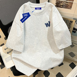Wassup Summer Simple Oversize Short-Sleeved T-Shirt for Men 2025 New Pure Cotton Casual Round Neck Couple Top