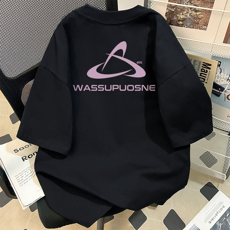 Wassupuosne American Retro Heavyweight Pure Cotton 280g Short-Sleeved T-Shirt Men's Summer New Loose Half-Sleeved Top