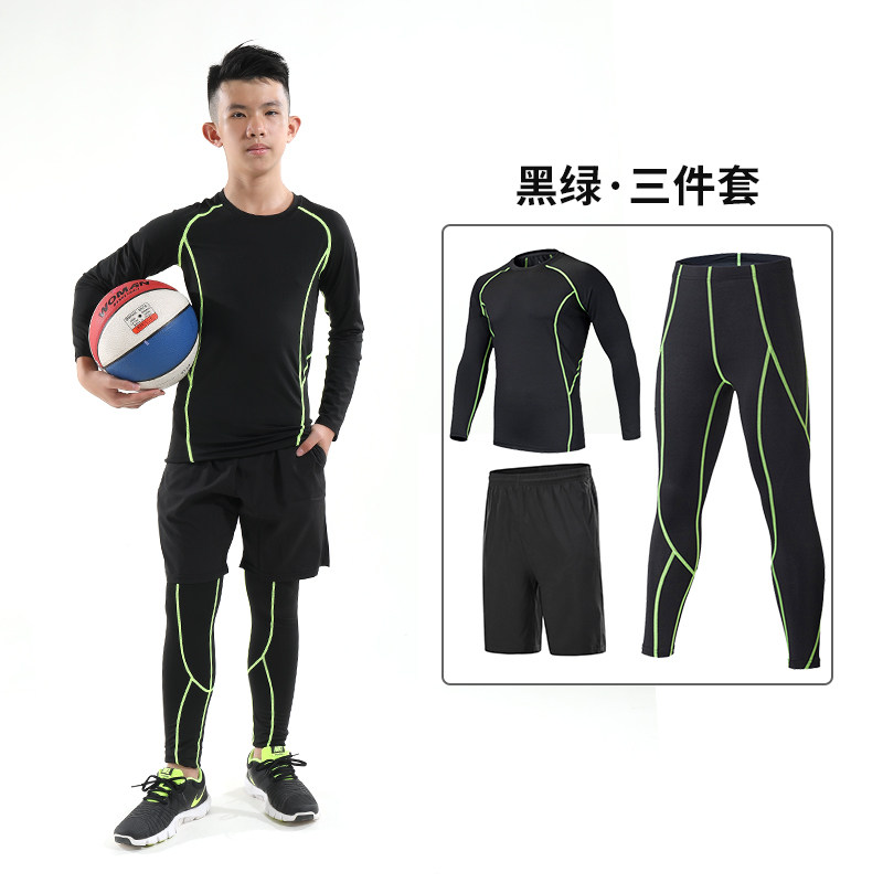 Children's sports tights Training suit suit Fitness suit Long sleeve stretch suit Basketball football base breathable boys