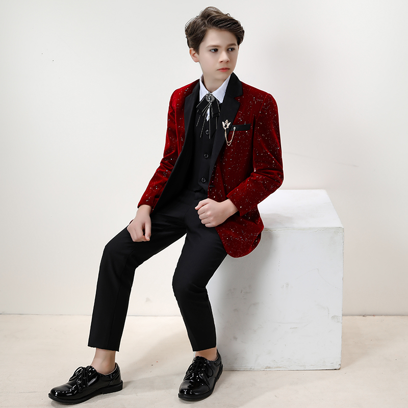 Boy suit children's dress show English wind flower little suit handsome childhood piano show suit