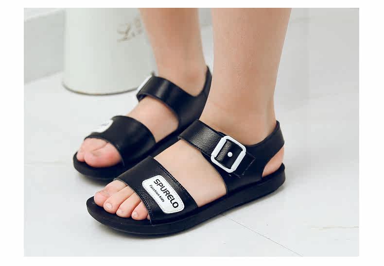 Sandales enfants en cuir de vache fendu orteil pour été - Ref 1053462 Image 17