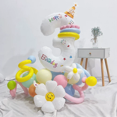 Белый цифровой воздушный шар, столб, дорожный путеводитель, большая сцена для 100-летия ребенка, украшение для фото с ромашкой
