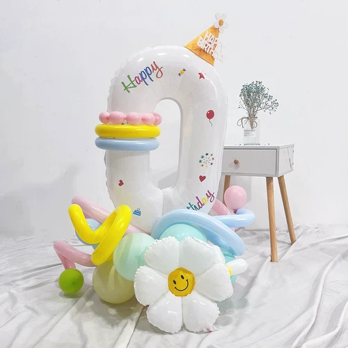 Белый цифровой воздушный шар, столб, дорожный путеводитель, большая сцена для 100-летия ребенка, украшение для фото с ромашкой