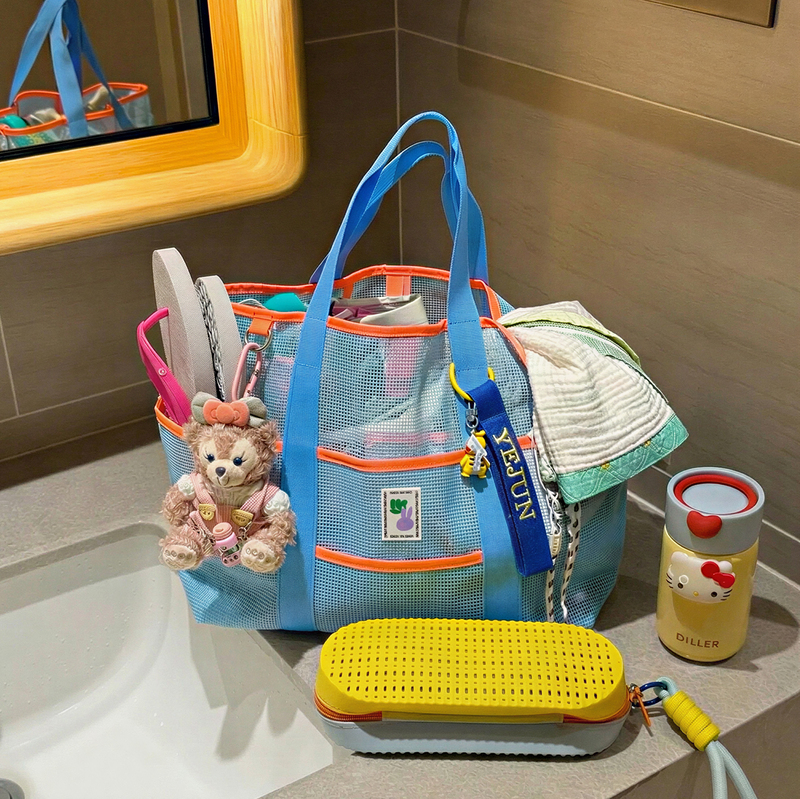 Mesh Swimming Bag Waterproof Bag with Dry and Wet Separation, Fitness and Swimming Special Equipment Storage Beach Bag, Large Capacity Mesh Bag