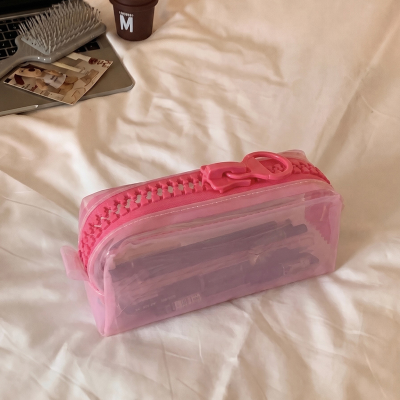 Korean-Style Solid Color Transparent Jelly Storage Bag Waterproof Pvc Lipstick Cosmetics Large Zipper Large Capacity Makeup Bag for Women Korean-Style Solid Color Transparent Jelly Storage Bag Waterproof Pvc Lipstick Cosmetics Large Zipper Large Capacity Makeup Bag for Women