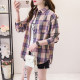 Plaid shirt women's loose long-sleeved brushed new all-match casual students spring and autumn large size Korean shirt jacket cotton