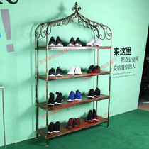 Shoe store shoe rack display rack Shoe store shelf high-end shoe rack Shoe store window display rack Floor-to-ceiling solid wood shoe rack