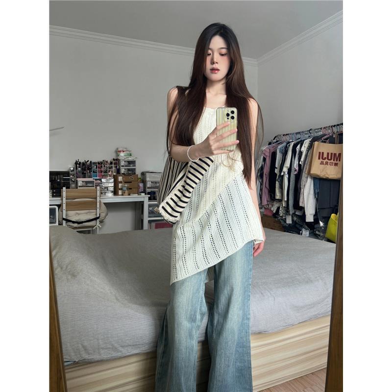 French-Style Niche Design Hollow-Out Layered Knit Dress for Women, Summer High-End Sleeveless Tank Top Dress