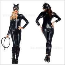 Halloween patent leather cat black catwoman party costume