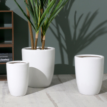 Minimalist ceramic flower pot special large size high cylinder white 30cm or more dragon blood tree home living room clear cabin 2022 new