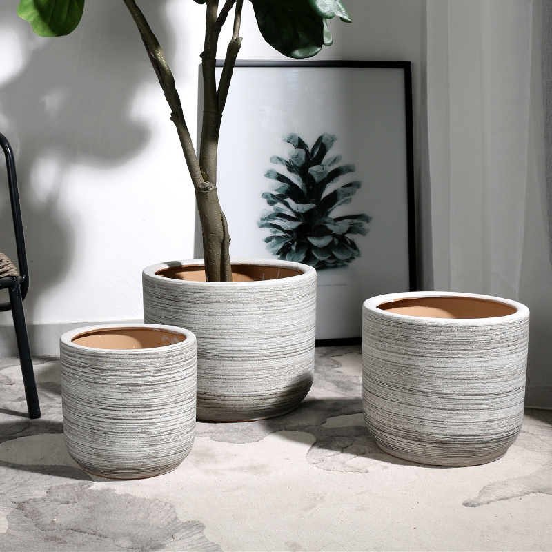 Simple Nordic large size tiger Pilan floor-to-ceiling green plant flower pot ceramic balcony extra large oversized clearance courtyard creative