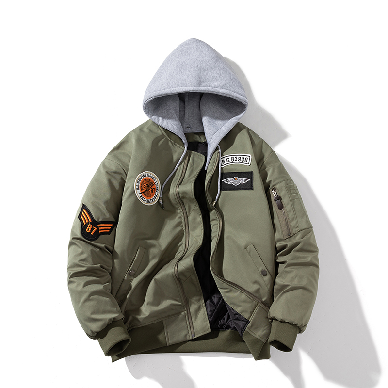 Trendy Brand Spring, Autumn and Winter American Style Ma-1 Pilot Jacket, School Uniform Style Military Jacket, Thin Retro Baseball Jacket for Men