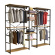 Clothing store display rack floor-standing double-layer clothes hanger men's and women's clothing store shelf display cabinet hanging clothes rack iron art