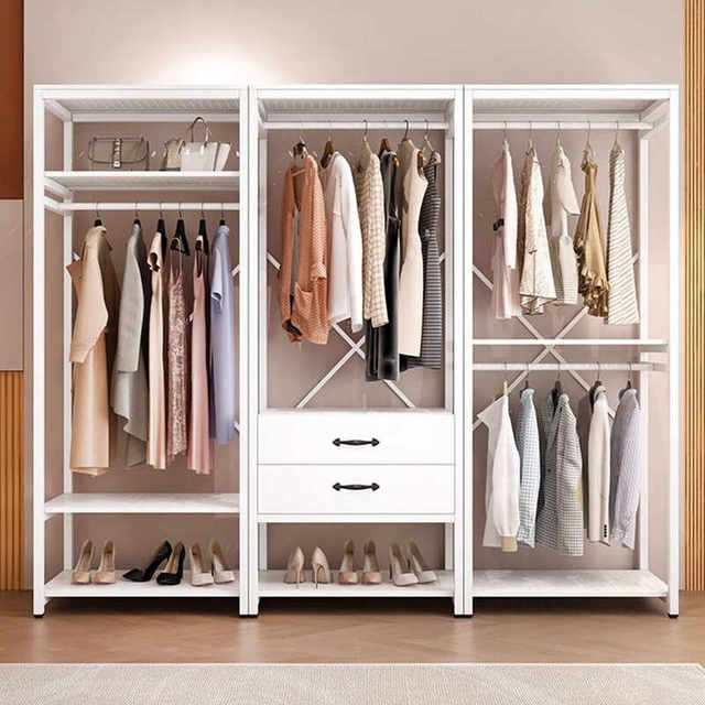 All-metal coat rack open wardrobe home bedroom walk-in closet rack floor-standing simple coat rack