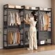 Open metal wardrobe frame bedroom floor hanging clothes rack 2025 new walk-in closet assembly shelf