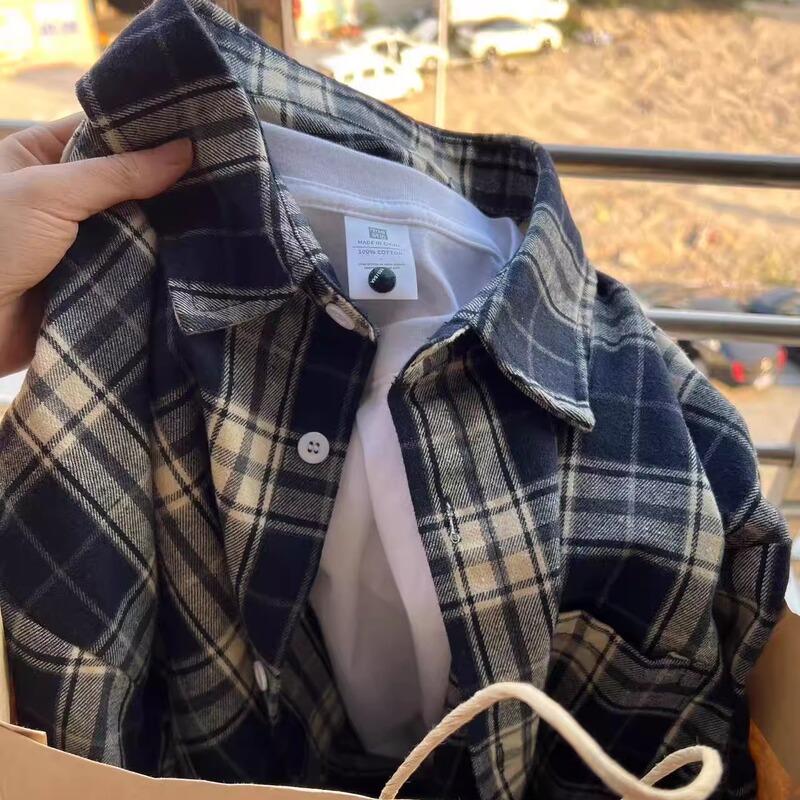 American Retro Thick Heavy Cotton Plaid Shirt for Women, Layered, Loose, Covering the Body, Lazy Style, Long-Sleeved Shirt Jacket American Retro Thick Heavy Cotton Plaid Shirt for Women, Layered, Loose, Covering the Body, Lazy Style, Long-Sleeved Shirt Jacket