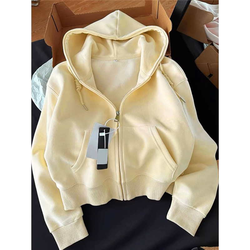 Korean Style Short Sweatshirt Jacket for Women, Hooded Sweatshirt, Thin Design, Niche Versatile Cardigan Jacket Top