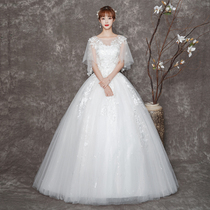 Wedding dress 2021 new bride and shoulder size slim pregnant woman high waist belly thin wedding dress woman