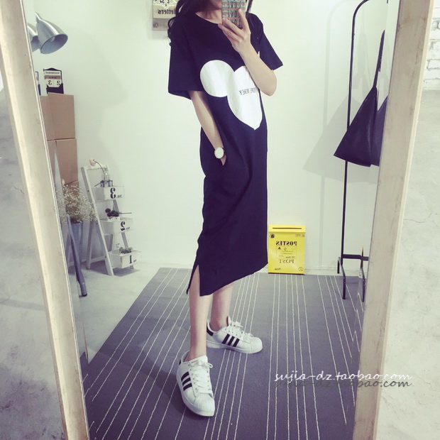 Váy ngủ nữ mùa hè dễ thương của Hàn Quốc Bộ đồ ngủ ngắn tay tươi mát có thể mặc công chúa hoạt hình dài phần mùa thu đầm cho người lớn tuổi
