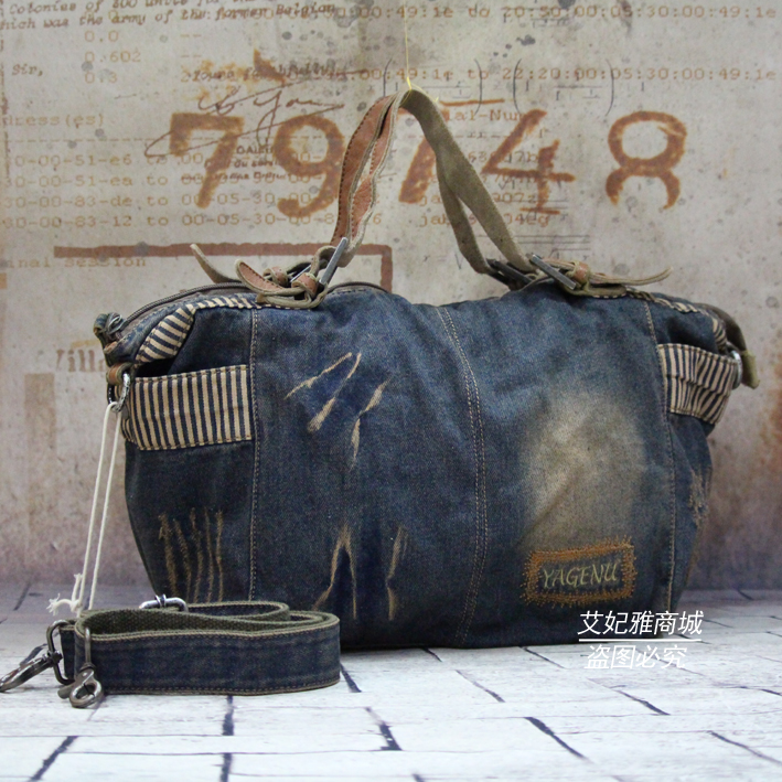 Yagnu ladies handbag casual shoulder messenger bag denim women's bag Korean version trend retro fashion