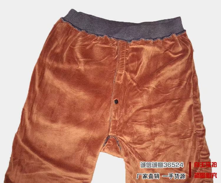 Quần áo mùa thu và mùa đông Quần cotton nam trung niên cộng với nhung dày cộng với quần ấm mỡ cao trung niên eo cao để tăng quần nhung quần áo big size nam