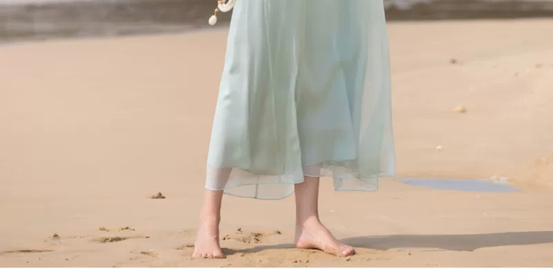 Phong cách Trung Quốc cải tiến trang phục Hanfu Xia Wenyi khóa retro Dịch vụ trà Zen Trang phục sườn xám của phụ nữ Trung Quốc - Váy eo cao