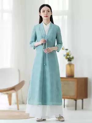Tang suit Chinese style Hanfu women's modern modified version of Xianqi summer ethnic Chinese Zen tea costume shirt