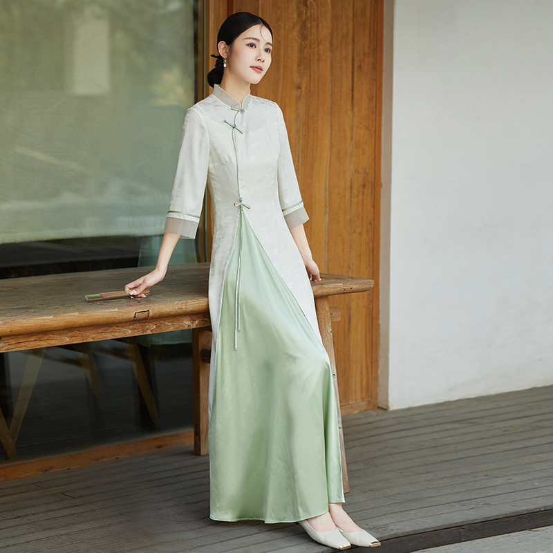 Improved New Chinese Style Dress 2026 New Women's Summer Cheongsam Dress Chinese Style Women's Clothing Chinese Style Hanfu Long Dress