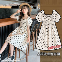 Girl White Big Wave Dot dress 2022 Summer Korean version of the Korean Air Femininity Pure Cotton Princess Nepotism Dress