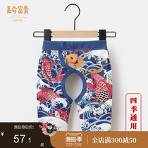 Long life rich and expensive baby pants spring clothing slim fit pure cotton newborn open crotch pants male and female baby long pants outgoing pants