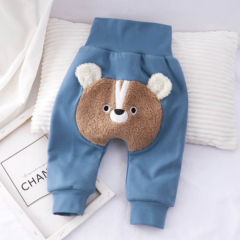 Baby Pants Plus Velvet Big Fart Pants Autumn Winter Outwear High Waisted Belly & Baby Boy Toddler Pure Cotton Thickened Pants