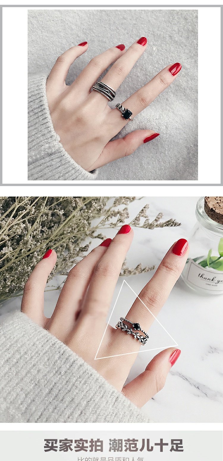 Nhẫn bạc nữ nữ sinh viên hipster Nhật Bản và Hàn Quốc cá tính phiên bản rộng hoang dã của chuỗi mở hip hop sáng tạo thực phẩm nhẫn ngón tay đỏ nhẫn kim tiền pnj