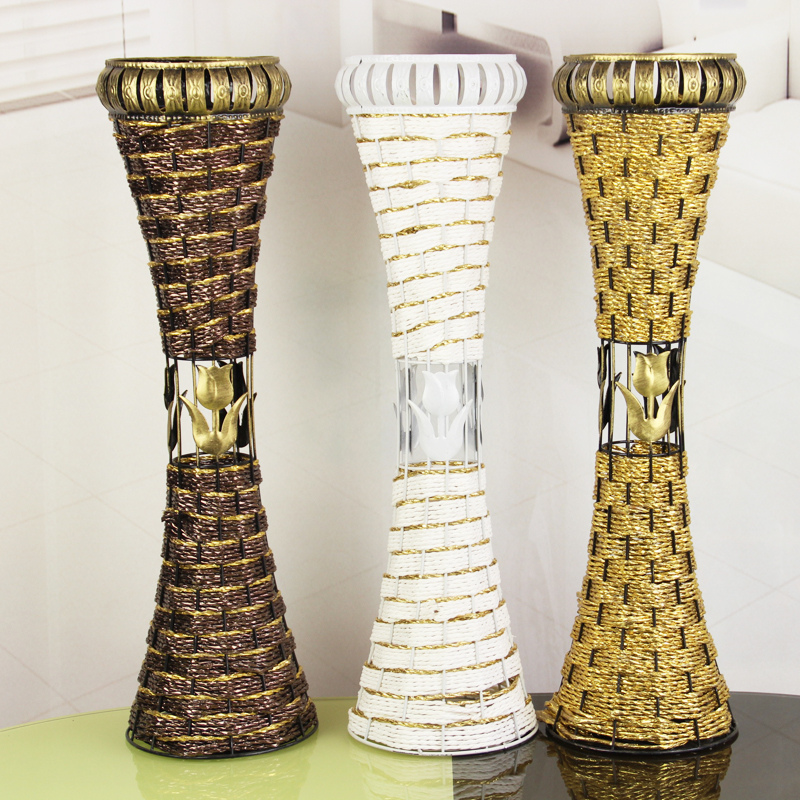 Rèn sắt đan sàn phòng khách cắm hoa trong nhà hoa khô giả hoa trang trí hoa nhựa trang trí giỏ hoa - Vase / Bồn hoa & Kệ chậu trồng lan