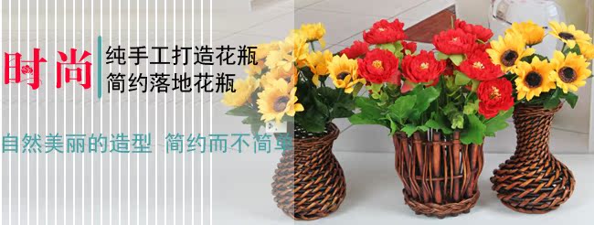 Trang chủ phụ kiện sáng tạo sân vườn mây mây wicker hoa mô phỏng hoa khô hoa cắm hoa nhỏ bình hoa trang trí - Vase / Bồn hoa & Kệ chậu nhựa treo tường