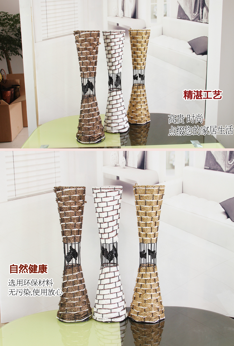 Rèn sắt đan sàn phòng khách cắm hoa trong nhà hoa khô giả hoa trang trí hoa nhựa trang trí giỏ hoa - Vase / Bồn hoa & Kệ chậu trồng lan