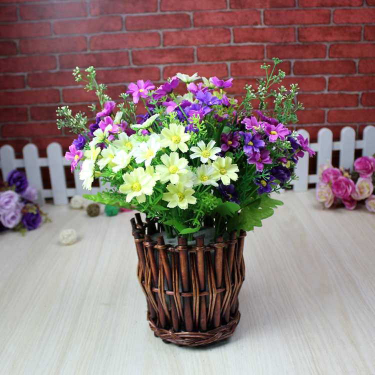 Trang chủ phụ kiện sáng tạo sân vườn mây mây wicker hoa mô phỏng hoa khô hoa cắm hoa nhỏ bình hoa trang trí - Vase / Bồn hoa & Kệ chậu nhựa treo tường