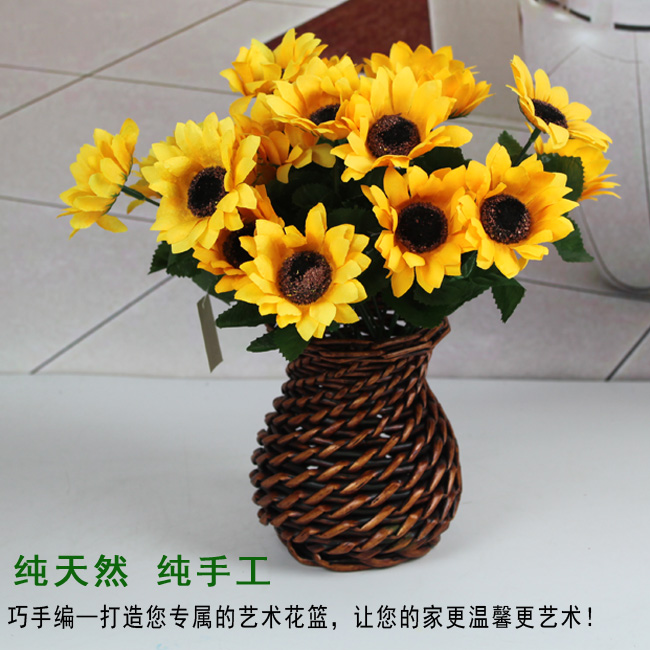 Trang chủ phụ kiện sáng tạo sân vườn mây mây wicker hoa mô phỏng hoa khô hoa cắm hoa nhỏ bình hoa trang trí - Vase / Bồn hoa & Kệ chậu nhựa treo tường