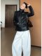 Stand-up collar, cool and elegant loose jacket, this year's popular hot-selling women's new leather jacket, huge and beautiful high-end top